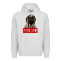 Dove Grey pug life Premium Hoodie - artisFamous