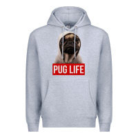Heather Grey pug life Premium Hoodie - artisFamous