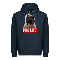 Navy pug life Premium Hoodie - artisFamous