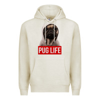 Oatmeal Heather pug life Premium Hoodie - artisFamous