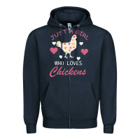 Navy Just A Girl Who Love Chickens Zipper Hoodie - Bettercallsaul