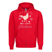 Red Just A Girl Who Love Chickens Zipper Hoodie - Bettercallsaul