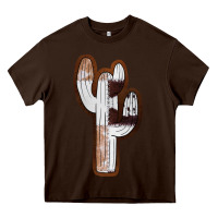 Chocolate Brown Leather Cowhide Cactus Heavy Core Tee - RanaPortraitStore