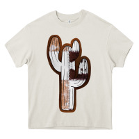 Cream Leather Cowhide Cactus Heavy Core Tee - RanaPortraitStore