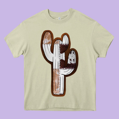 Leather Cowhide Cactus Heavy Core Tee Designed By Ranaportraitstore