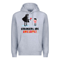 Heather Grey strangers are awesome Premium Hoodie - artisFamous