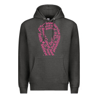 Charcoal Heather Pink Ribbon Premium Hoodie - artisFamous