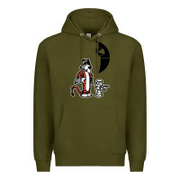 Army Green hobbes and calvin Premium Hoodie - artisFamous