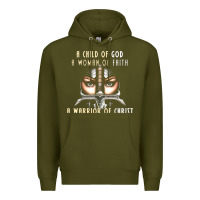 Army Green child of god woman of faith warrior of christ Premium Hoodie - artisFamous