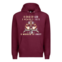 Burgundy child of god woman of faith warrior of christ Premium Hoodie - artisFamous