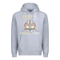 Heather Grey child of god woman of faith warrior of christ Premium Hoodie - artisFamous