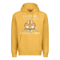 Mustard child of god woman of faith warrior of christ Premium Hoodie - artisFamous