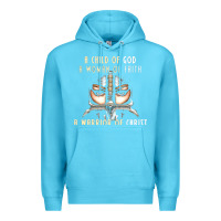 Ocean Blue child of god woman of faith warrior of christ Premium Hoodie - artisFamous