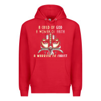 Red child of god woman of faith warrior of christ Premium Hoodie - artisFamous