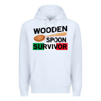 White funny wooden spoon survivor Premium Hoodie - artisFamous