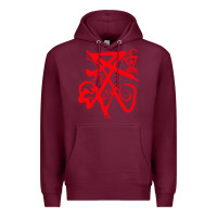 Burgundy lucifer calligraphy 2 Premium Hoodie - artisFamous