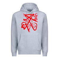 Heather Grey lucifer calligraphy 2 Premium Hoodie - artisFamous