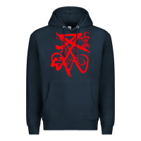 Navy lucifer calligraphy 2 Premium Hoodie - artisFamous