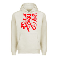 Oatmeal Heather lucifer calligraphy 2 Premium Hoodie - artisFamous