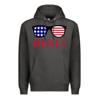 Charcoal Heather Merica Usa Flag Sunglasses 4th Of July Premium Hoodie - artisFamous