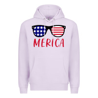 Lilac Merica Usa Flag Sunglasses 4th Of July Premium Hoodie - artisFamous