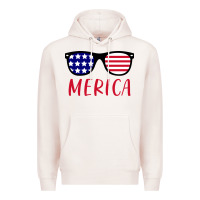 Pale Pink Merica Usa Flag Sunglasses 4th Of July Premium Hoodie - artisFamous