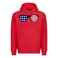 Red Merica Usa Flag Sunglasses 4th Of July Premium Hoodie - artisFamous