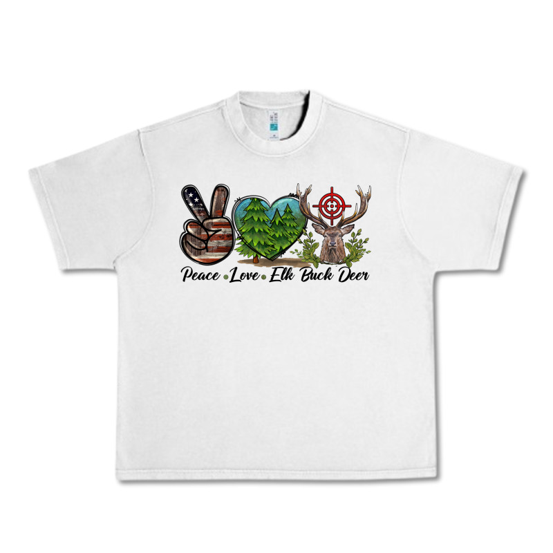 Peace Love Elk Buck Deer Urban Heavy Tee by LillyAllenDesigns | Teevron