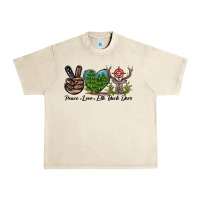 Sandshell Peace Love Elk Buck Deer Urban Heavy Tee - LillyAllenDesigns