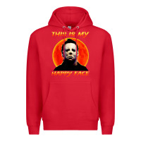 Red this is my happy face Premium Hoodie - artisFamous