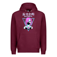 Burgundy antisocial wave anime Premium Hoodie - artisFamous