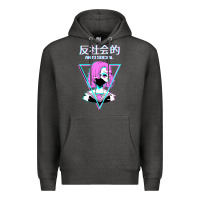 Charcoal Heather antisocial wave anime Premium Hoodie - artisFamous