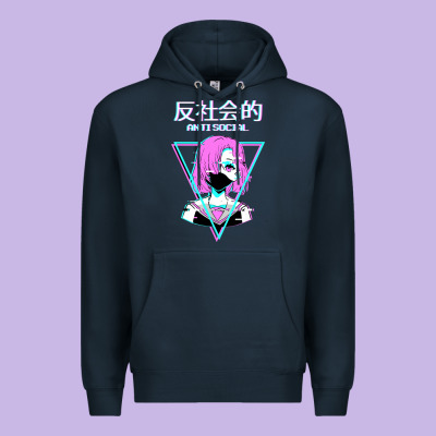 Antisocial Wave Anime Premium Hoodie Designed By Artisfamous