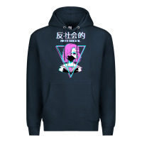 Navy antisocial wave anime Premium Hoodie - artisFamous