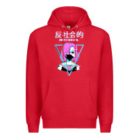 Red antisocial wave anime Premium Hoodie - artisFamous
