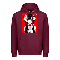 Burgundy anime girl japanese Premium Hoodie - artisFamous