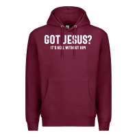 Burgundy Got Jesus It's Hell Without Him - Christian Premium Hoodie - artisFamous