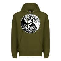 Army Green tree of life yin yang Premium Hoodie - artisFamous