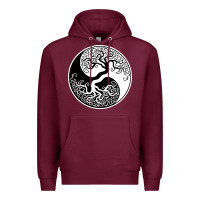 Burgundy tree of life yin yang Premium Hoodie - artisFamous