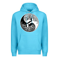 Ocean Blue tree of life yin yang Premium Hoodie - artisFamous