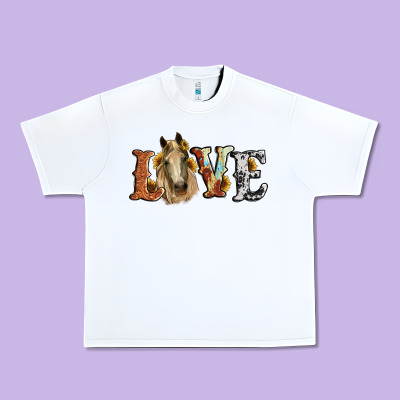 Love Horse Sunflower Urban Heavy Tee Designed By Ranaportraitstore