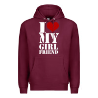Burgundy i heart my girlfriend shirt Premium Hoodie - artisFamous