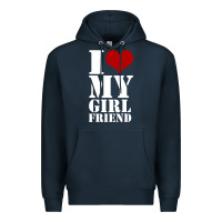 Navy i heart my girlfriend shirt Premium Hoodie - artisFamous