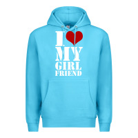 Ocean Blue i heart my girlfriend shirt Premium Hoodie - artisFamous