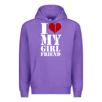 Purple i heart my girlfriend shirt Premium Hoodie - artisFamous
