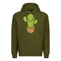 Army Green happy cactus hug me please Premium Hoodie - artisFamous