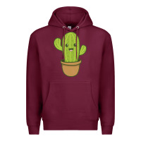Burgundy happy cactus hug me please Premium Hoodie - artisFamous