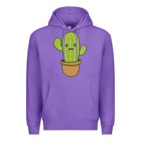 Purple happy cactus hug me please Premium Hoodie - artisFamous
