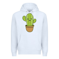 White happy cactus hug me please Premium Hoodie - artisFamous