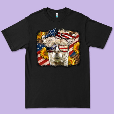 Western 4th Of July Lama Background Premium Tee Designed By Lillyallendesigns